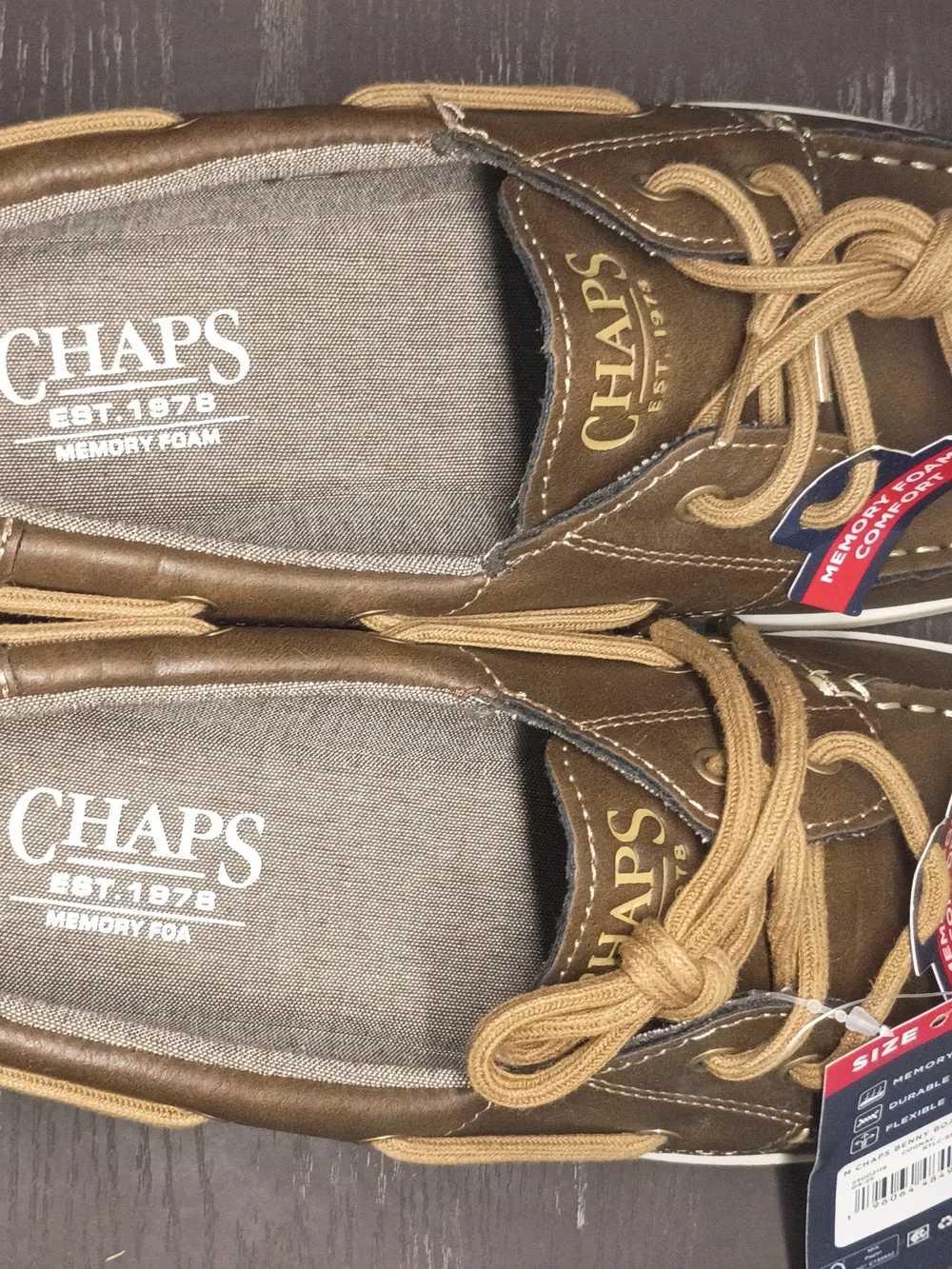 Chaps Brown Boat Shoes. NWT.  Mens 10. Waterproof Uppers!!